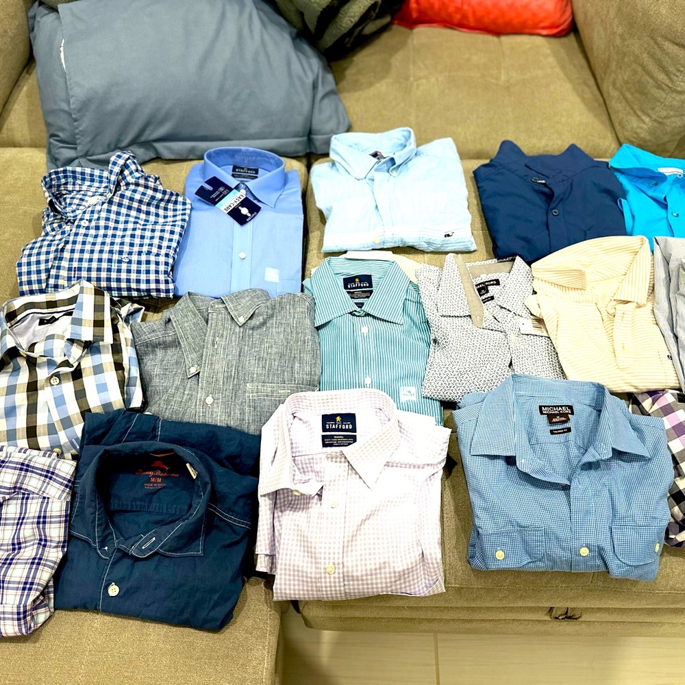 Wholesale Lot of 22 Various Brands Men's Button Down Shirts Medium